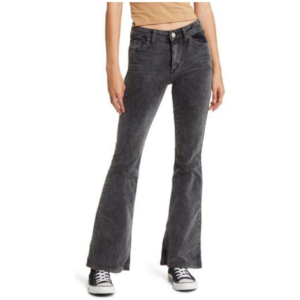 BDG Urban Outfitters Flare Corduroy Pants Womens Size 27 Gray Stretch New 27X32